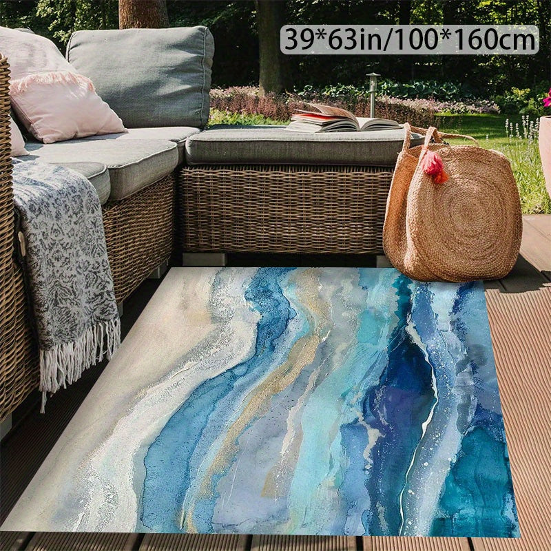 Marble Area Rug Non Slip Machine Washable Outdoor Mat