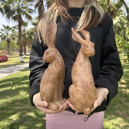 Rustic Resin Rabbit Statues For Garden And Outdoor Decor