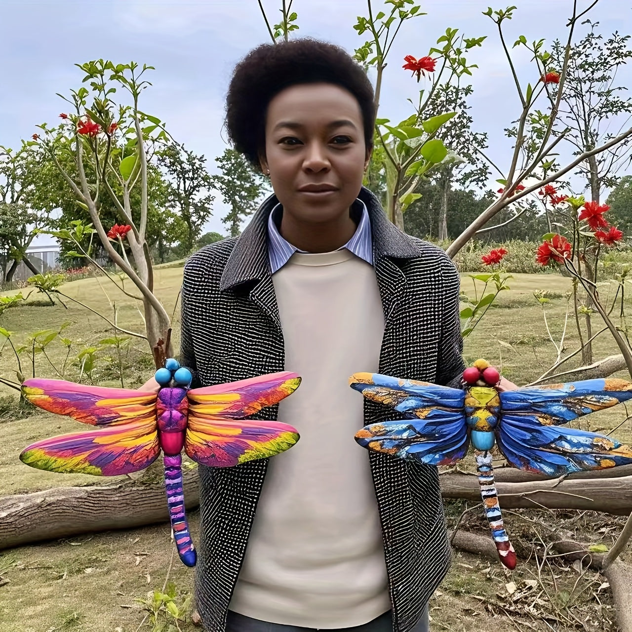 Metal Dragonfly Garden Wall Art Decor Set For Outdoors