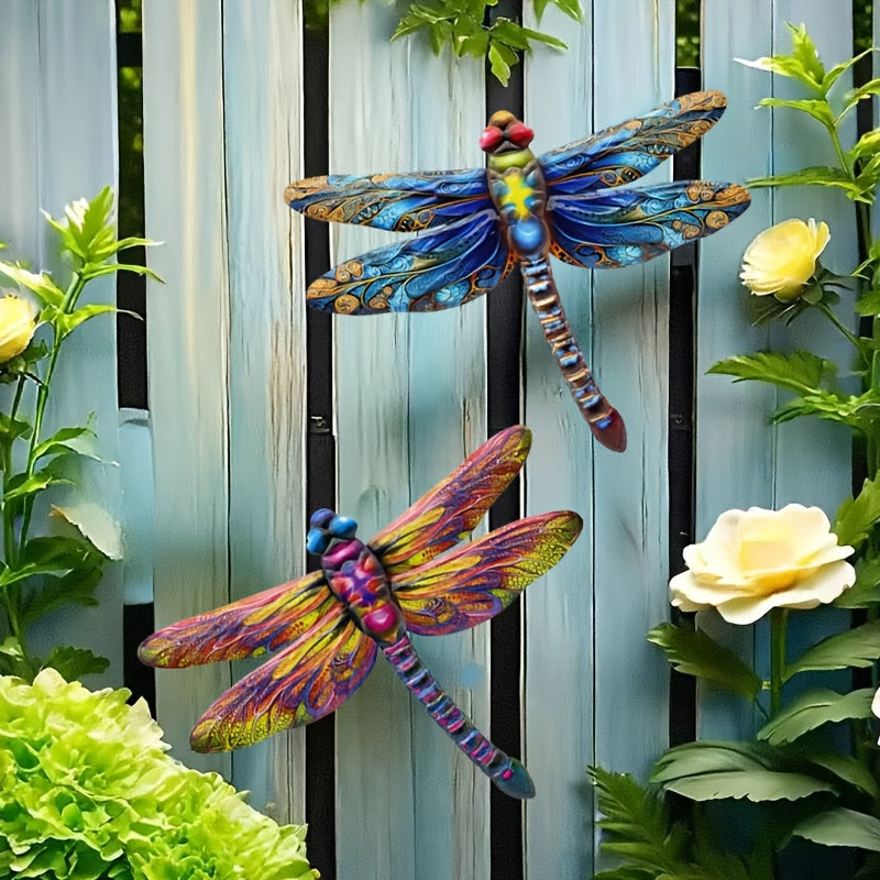 Metal Dragonfly Garden Wall Art Decor Set For Outdoors
